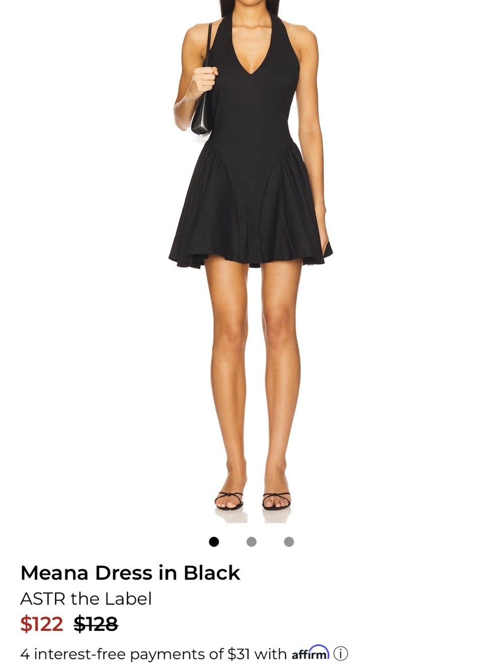 Astr Black Halter Mini Dress with Flared Skirt - Picture 4 of 6